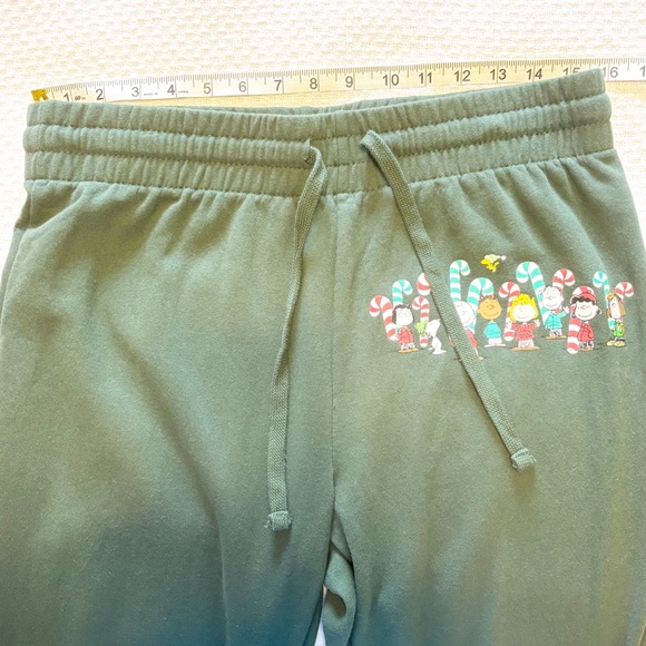 Peanuts Holiday Christmas‎ Graphic Print Sweatpants Green size M - Picture 6 of 8